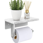 Gypie marble-shelf toilet paper holder in brushed nickel for stylish storage