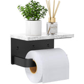 Gypie marble shelf toilet paper holder mounted on wall for tidy bathroom storage.