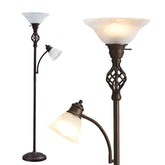 GyroVu torchiere with glass shade for bright living room lighting.