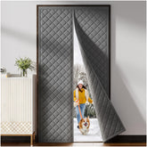 HADOR magnetic thermal door curtain on front door blocks drafts.