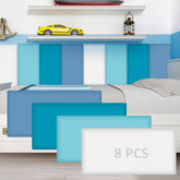Hahafelt blue wall padding panel on wall provides soft protection for playtime.