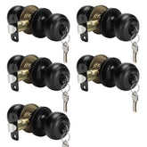 Haidms five-pack matte black door knob with lock for exterior entry.
