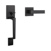 Haidms matte black front door handle offers secure entry with a modern look.