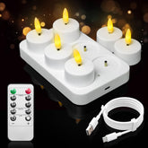 HAIDOLIANG rechargeable tea lights with remote timer create effortless wedding ambiance.