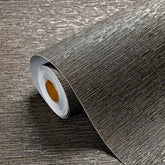 Haimin Grasscloth wallpaper dark brown roll closeup shows textured surface for easy DIY updates.