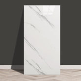 Haimin marble-look wall panel in white, peel-and-stick for quick kitchen backsplash.