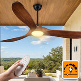 Haipeel 52in ceiling fan blade detail highlights walnut wood and smooth finish for outdoor use