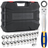 Haisstronica 24 in 1 interchangeable heads ratchet wrench set for versatile auto repairs.