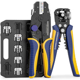 Haisstronica 8-piece crimping tool set with multiple dies for heat shrink and ferrule connectors.