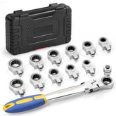 haisstronica flex-head ratcheting wrench set arranged for versatility and reach