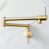HAIYUNDA pot filler wall-mount over stove with brushed gold finish