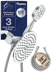 HammerHead Showers dual-head 8-inch rainfall delivers spa-like coverage for a refreshing shower.