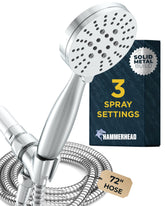 HammerHead Showers solid metal handheld with wide spray for full-body coverage.