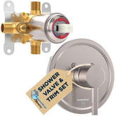 HammerHead Showers solid metal trim kit with single-handle control for easy install.