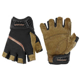 HANDLANDY fingerless gloves palm close-up showing comfortable grip and protection.