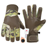 HANDLANDY waterproof insulated gloves in camo protect hands in snow and wet conditions.