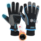 HANDLANDY waterproof winter gloves with blue shell protect hands in snowy conditions.