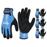 HANDLANDY waterproof blue gloves demonstrating a dry hand in wet conditions