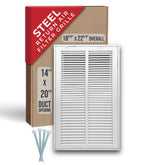 Handua steel return air grille with angled fins for improved airflow.