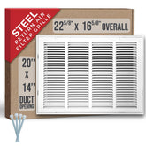 Handua steel return air grille front view with removable door for easy filter access.