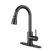 HANGE kitchen faucet with matte black finish and high arc for roomy sink space