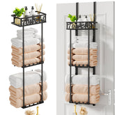 HapiRm towel rack over door design saves space and keeps towels within reach.