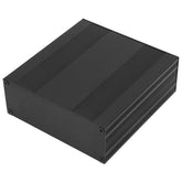 Hapivida aluminum box exterior in black, durable enclosure for electronics projects.