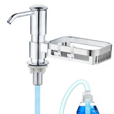 HAPPUP soap dispenser at kitchen sink with sponge holder for organized cleaning