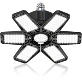 HAPYLUMI LED garage light with six deformable panels offering broad workshop illumination