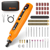 HARDELL mini cordless rotary tool front view with 69 accessories for versatile DIY tasks