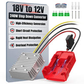 Haseed 18V to 12V step-down converter powering Milwaukee tools