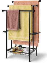 Haturi free standing towel rack with 39-inch height and three tiers for fast drying