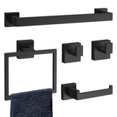 Hawkrown 16-inch towel bar in matte black for a modern bath storage solution