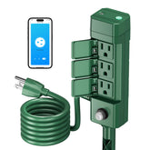 HBN outdoor smart plug stake front view with six grounded outlets for garden power