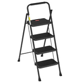 HBTower step ladder 4-step folding in use for high shelf access.