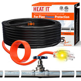 HEATIT heated pipe wrap with plug and indicator light for easy setup.