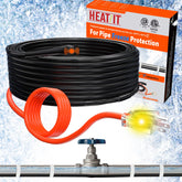 HEATIT heating cable with thermostat assembly provides reliable pipe warming for cold months.