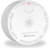 HEIMAN CO detector front view shows compact size for discreet placement and quick monitoring.