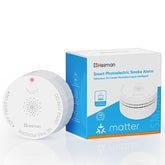HEIMAN Matter smoke detector front view highlighting compact design for modern homes