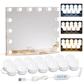 HELOIE vanity lights illuminate a long mirror for precise makeup.