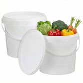 Hemoton white 2L pail with lid and handle for versatile storage.