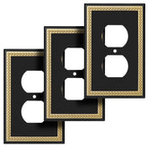 Henne Bery pearled frame wall plate black gold, front view for upgraded decor.