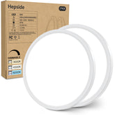 Hepside 2-pack flush-mount LED light close-up showing sleek white finish for clean ceilings.