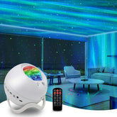 HERHOTER Star Projector floods the room with aurora-galaxy visuals for a cozy night