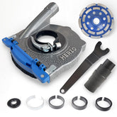 Herzo dust shroud on a 4.5-5 inch grinder improves dust control