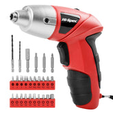 Hi-Spec 27pc red screwdriver set, front view, highlighting cordless convenience for quick home repairs.