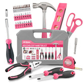 Hi-Spec 38pc pink tool kit contents organized for quick home repairs.