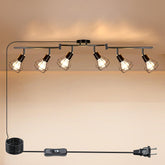 HiBay plug-in track light with geometric cage shade illuminates kitchen tasks.