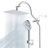 Hibbent 10-inch rainfall shower head in stainless steel delivers a luxurious, gentle rain experience.