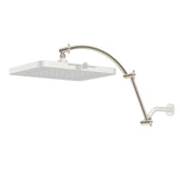 Hibbent all-metal 20-inch shower arm profile with brushed nickel finish for durable height adjustment.